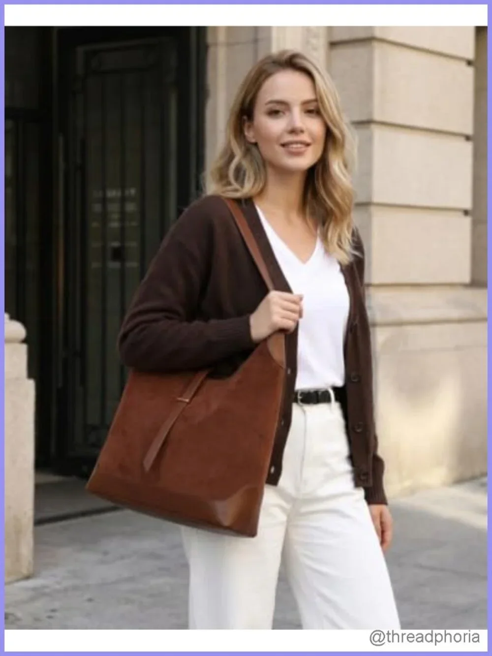 Faux Suede Retro Slouchy Hobo Shoulder Bag Tote for Women